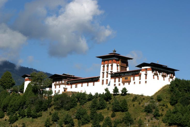 Jakar Dzong perched on a ridge above Bumthang valley
