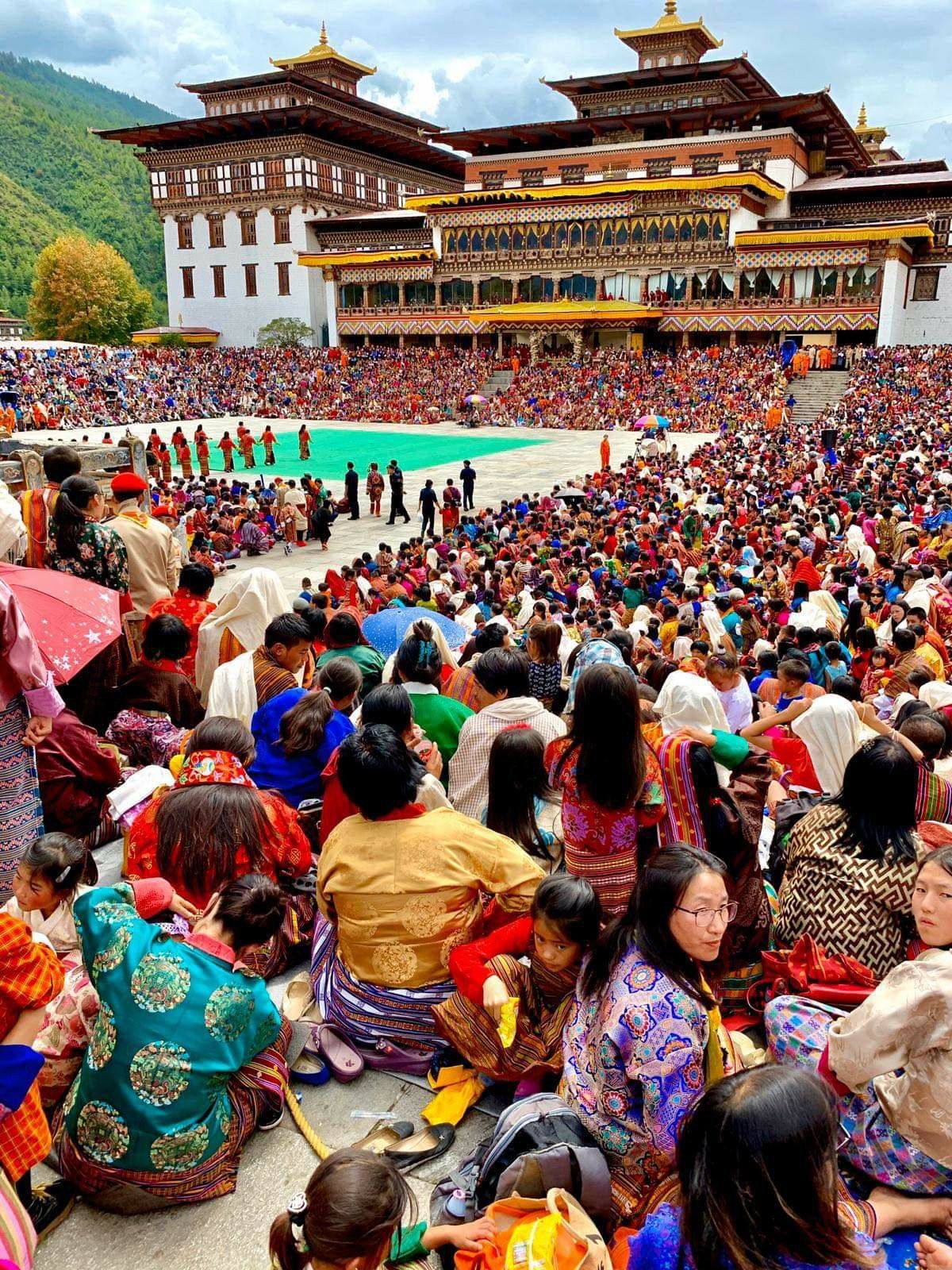 Large crowd gathered at Tashichho Dzong for Thimphu Tshechu